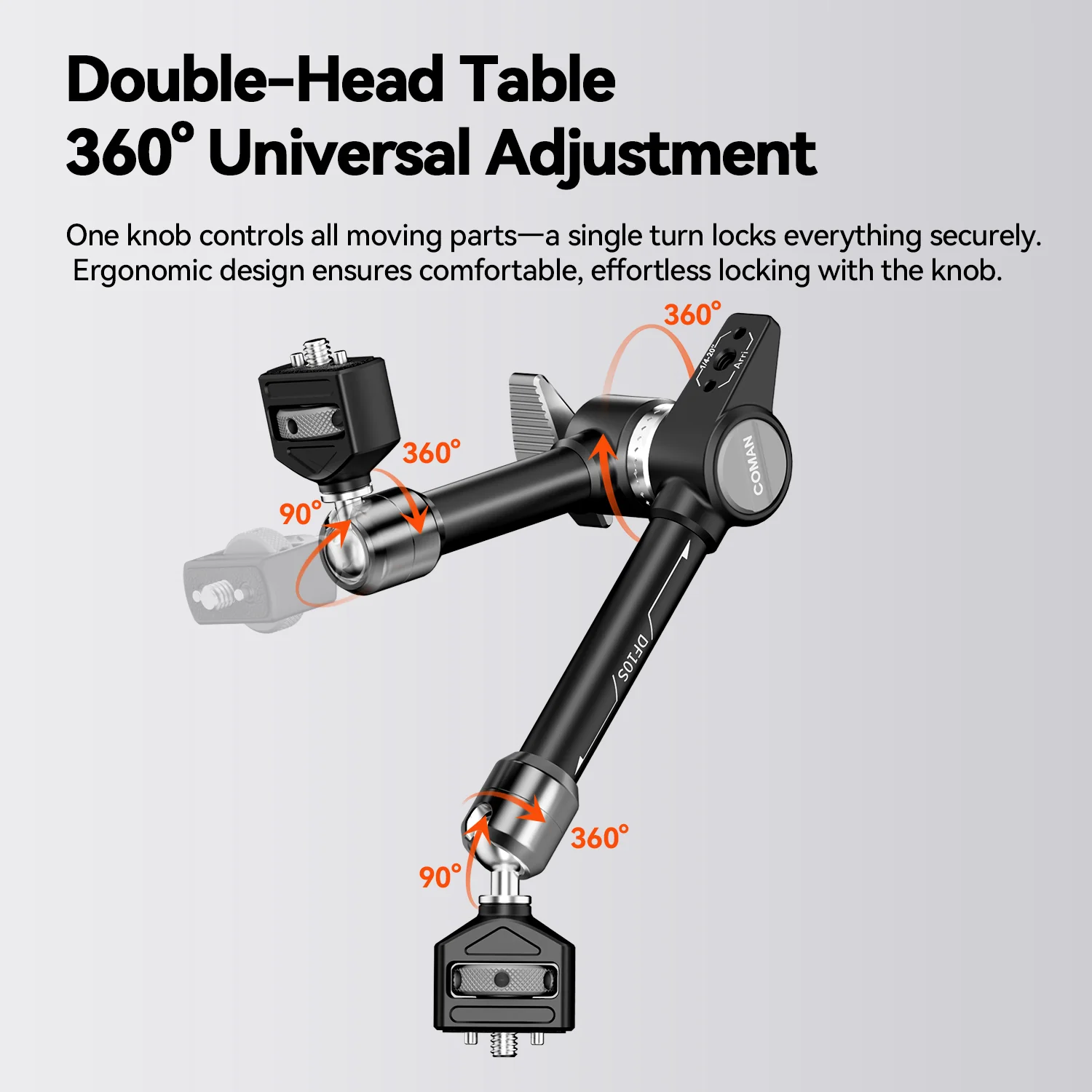 COMAN DF10S 11 inch Universal Joint Arm Aluminum Alloy 360 Camera Monitor Mic Mount 3KG - Image 6