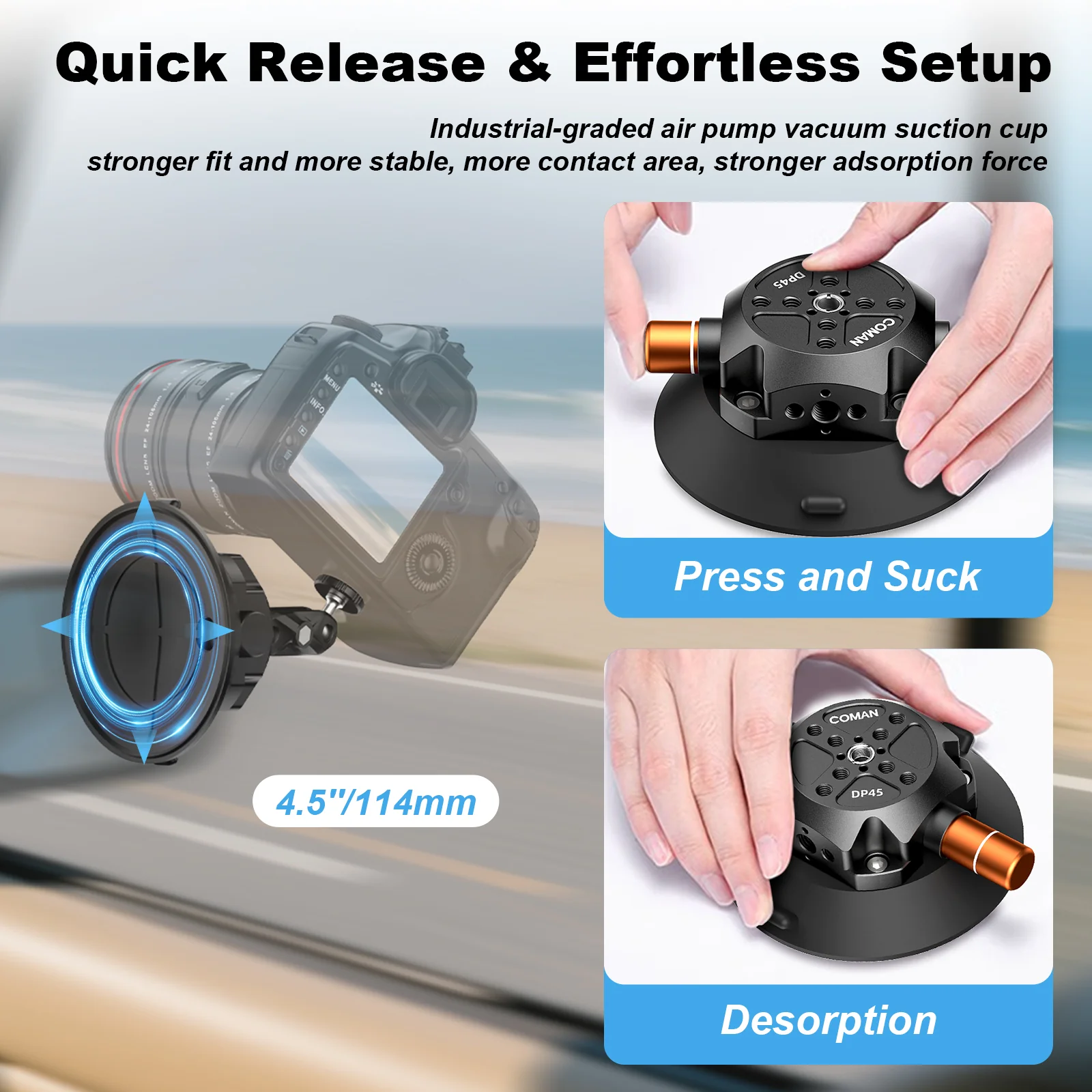 COMAN DP30 & DP45 Suction Cup Mounts for Cameras Phones - Image 9