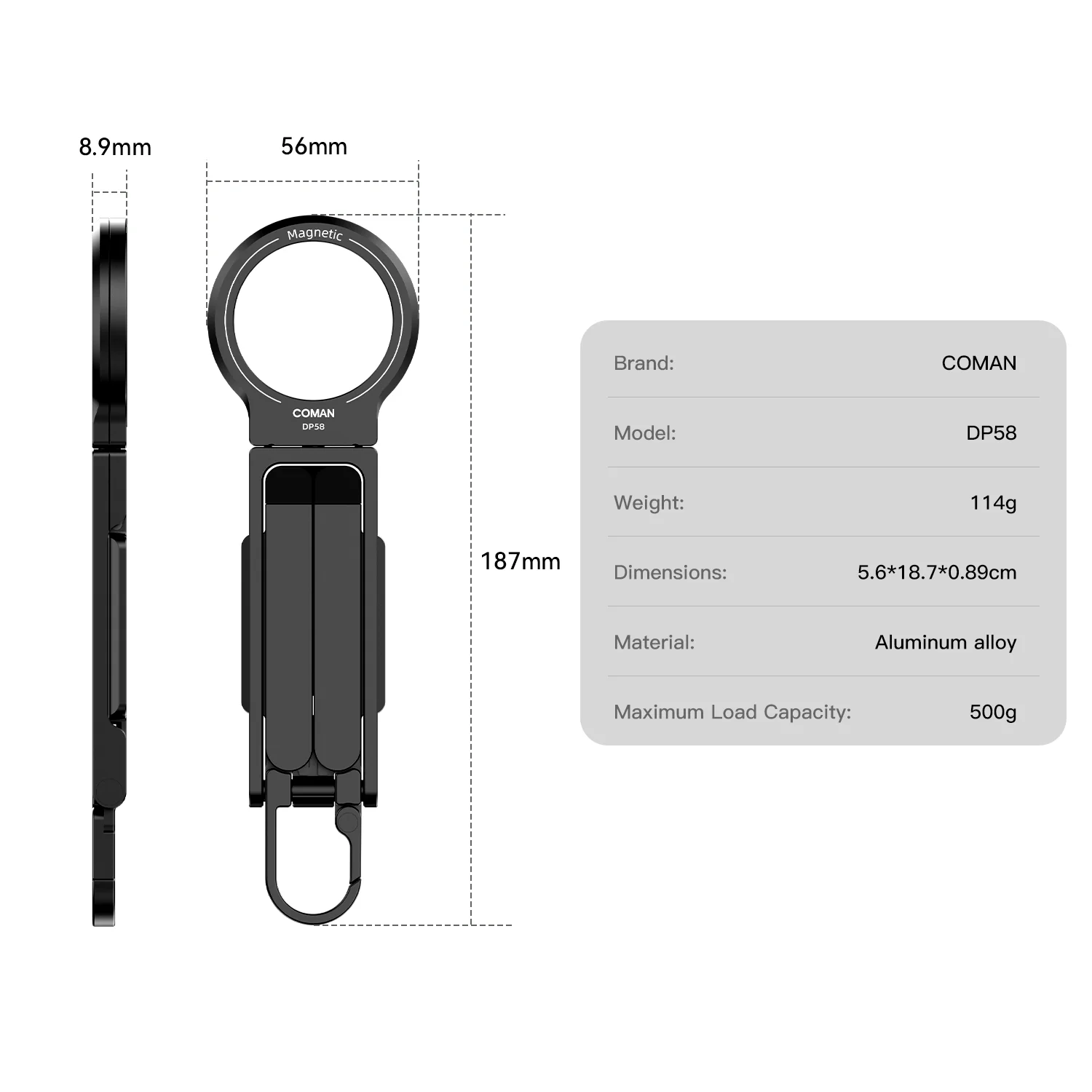 COMAN DP58 Magnetic Phone Tripod Multi Angle Arca Swiss Quick Install - Image 4