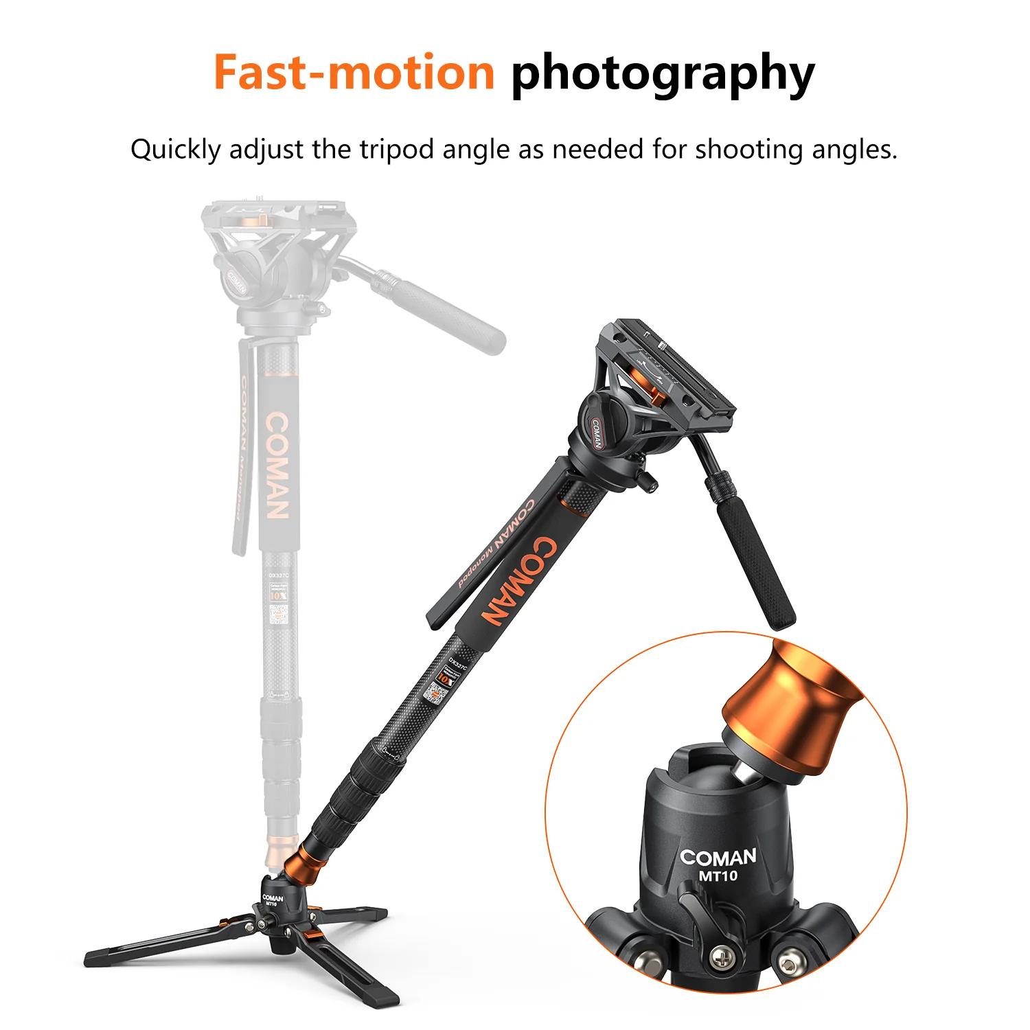 COMAN DX327CQ6 Carbon Fiber Video Monopod with Q6 Fluid Head | DJI RS & Manfrotto Compatible - Image 9