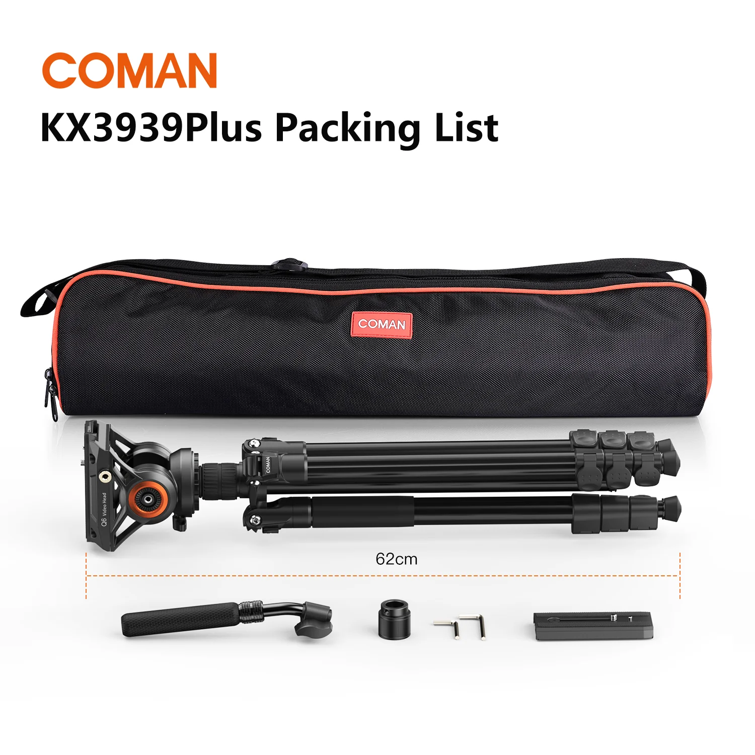 COMAN KX3939Plus Camera Tripod for DSLR, DJI RS2/RS3/RS4, Manfrotto - Image 12