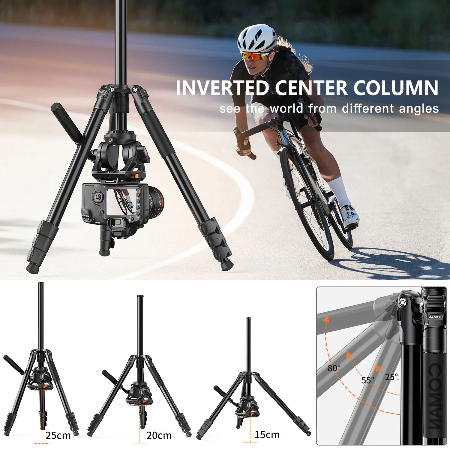 COMAN KX3939Plus Camera Tripod for DSLR, DJI RS2/RS3/RS4, Manfrotto - Image 13