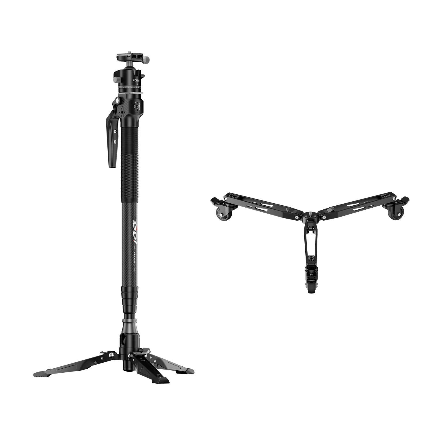 COMAN M1MINI Carbon Fiber 4-Section One-Click Lift Monopod 62.8in Quick Adjustment - Image 4