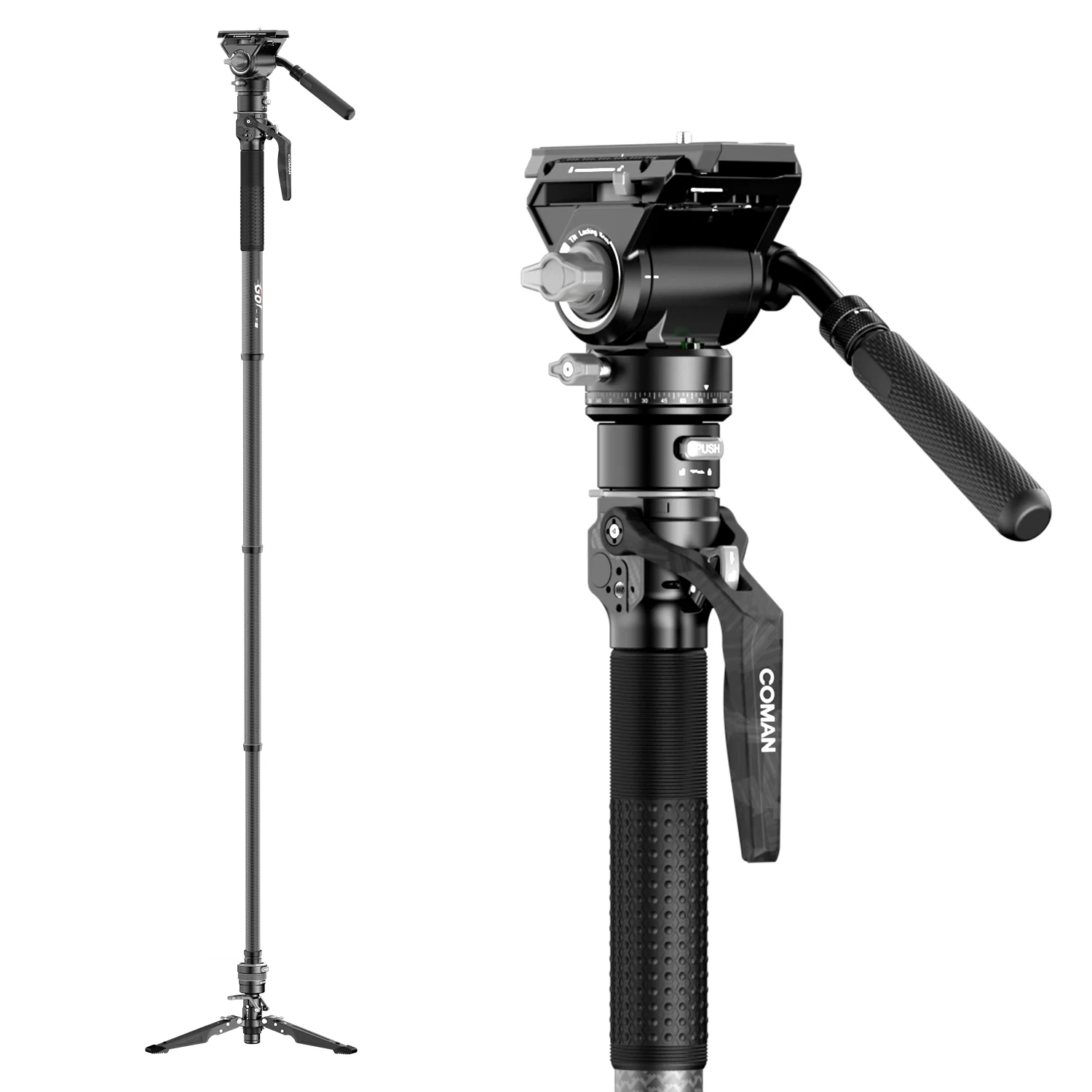 COMAN M1 Pro V5 Carbon Fiber Monopod One Click Quick Release 69in for Photo Video and Sports Events - Image 10