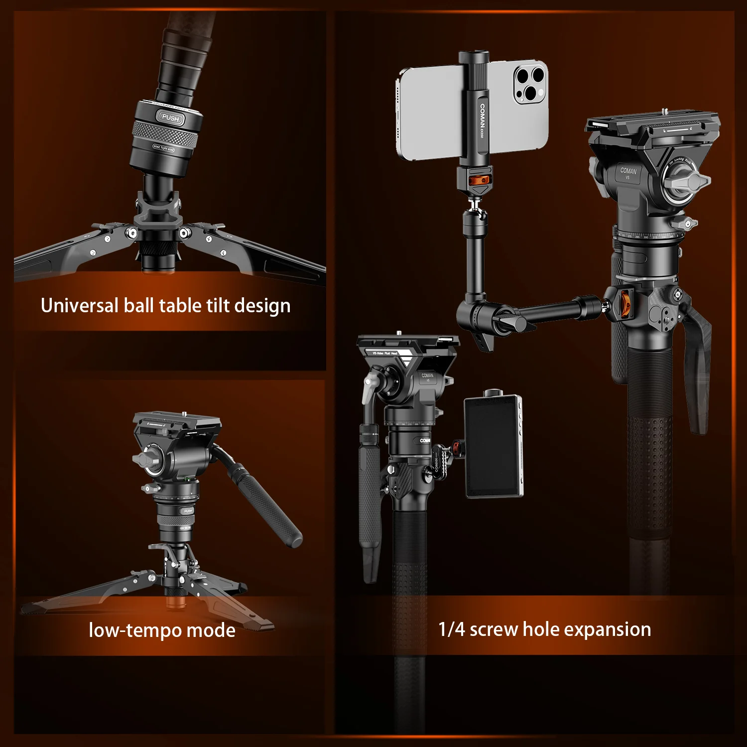 COMAN M1 Pro V5 Carbon Fiber Monopod One Click Quick Release 69in for Photo Video and Sports Events - Image 22