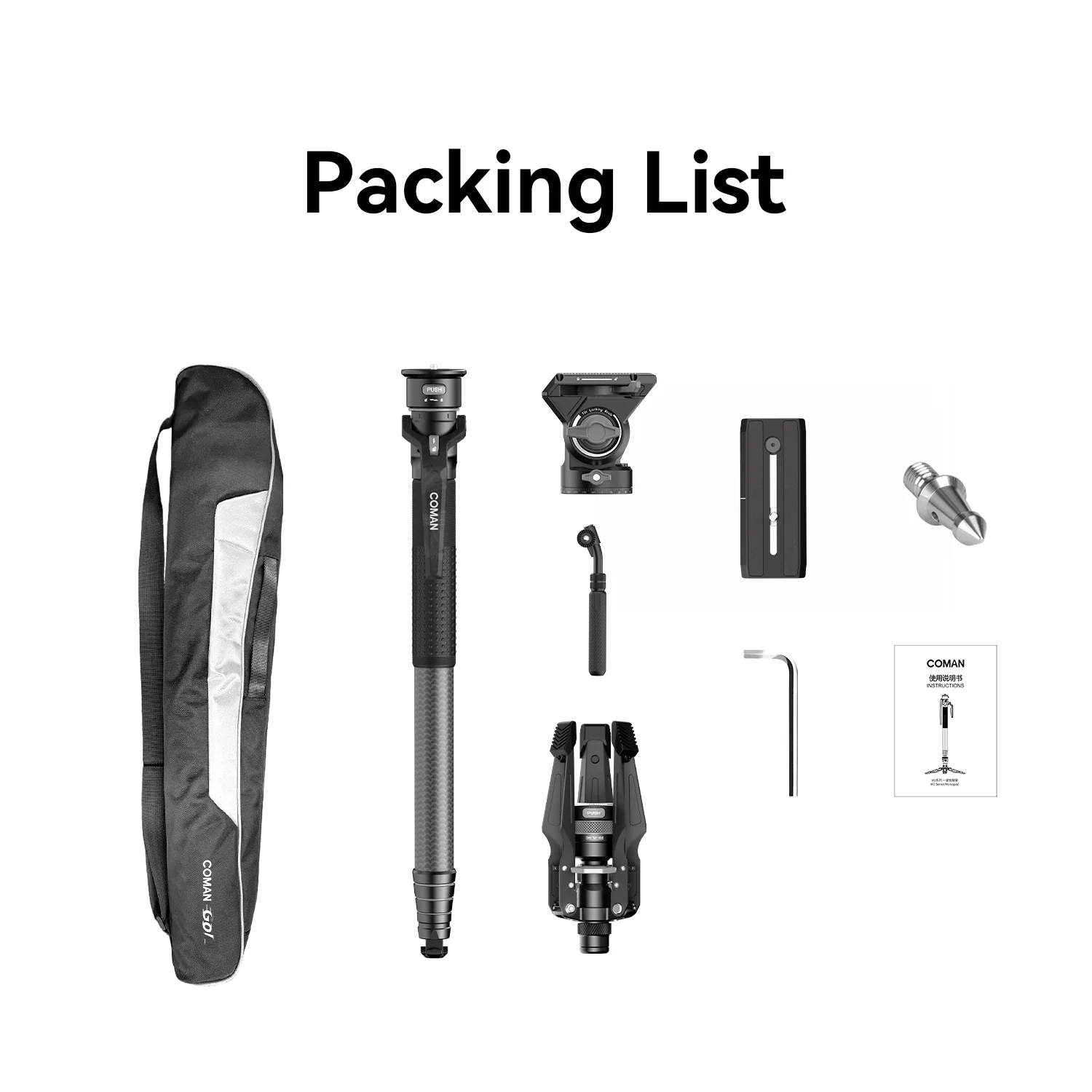 COMAN M1 Pro V5 Carbon Fiber Monopod One Click Quick Release 69in for Photo Video and Sports Events - Image 8