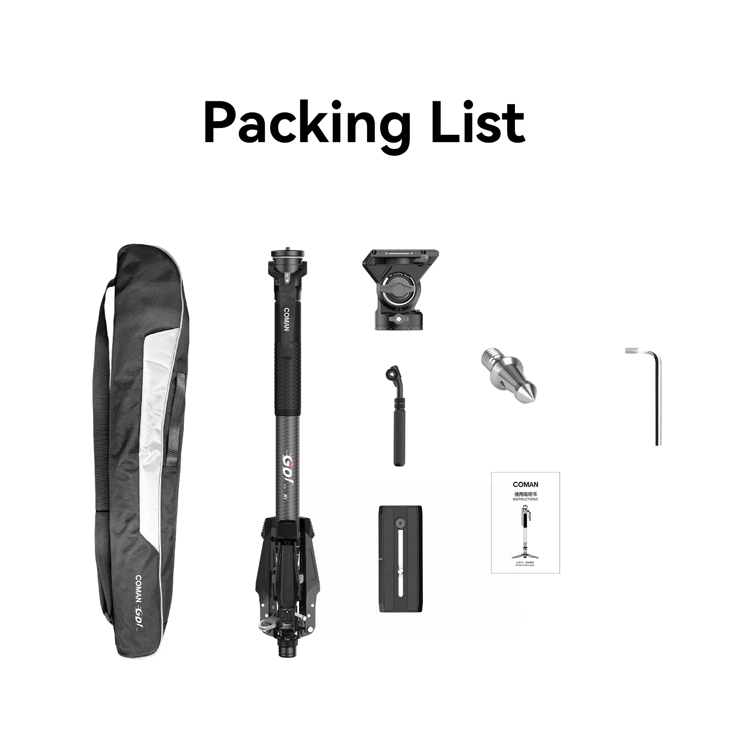 COMAN M1V5 Carbon Fiber Monopod with V5 Head, 67" Height, 22 lbs Load - Image 5