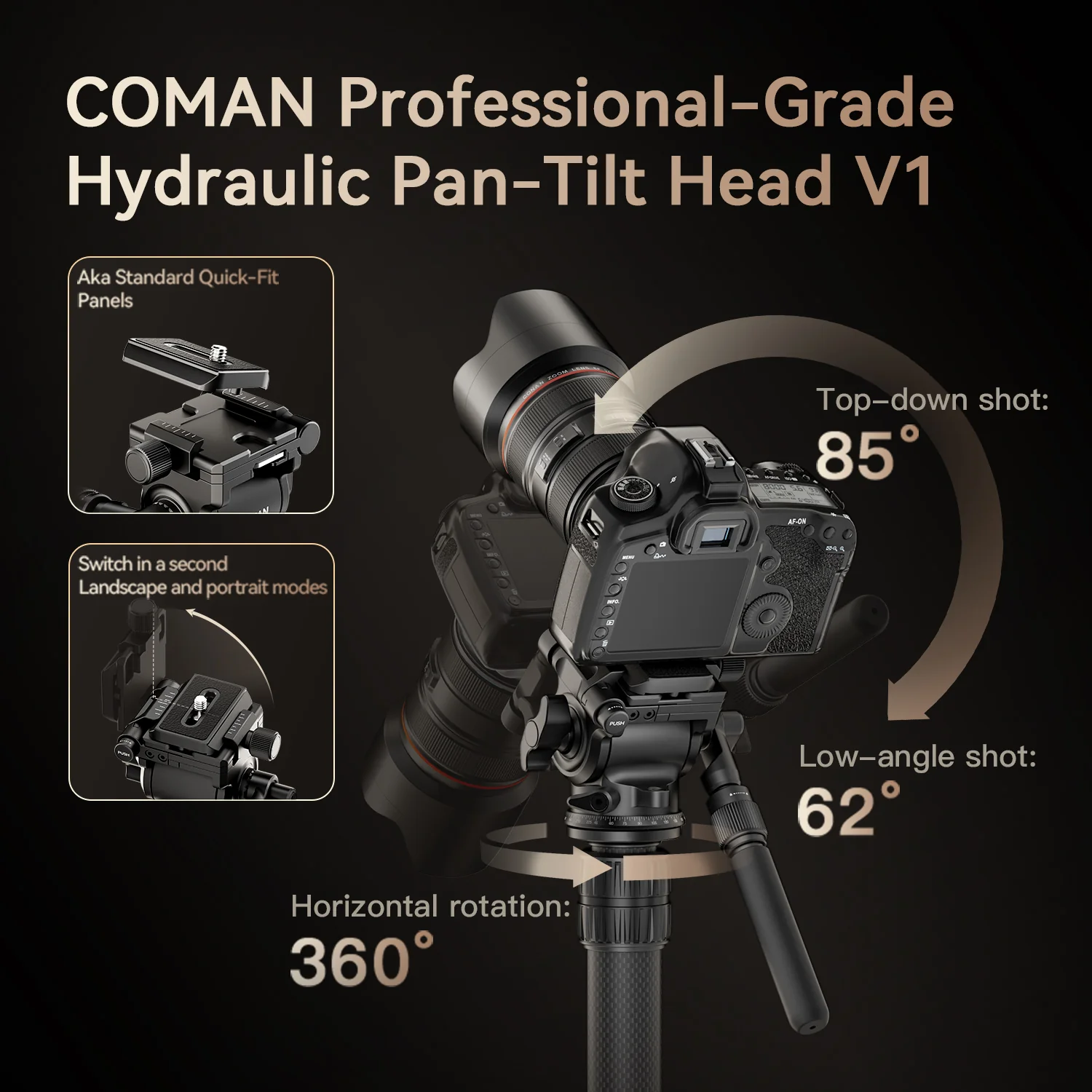 COMAN MT25V1 Carbon Fiber Monopod V1 Fluid Head 360 Pan 0.65kg(1.43lb) Lightweight - Image 8