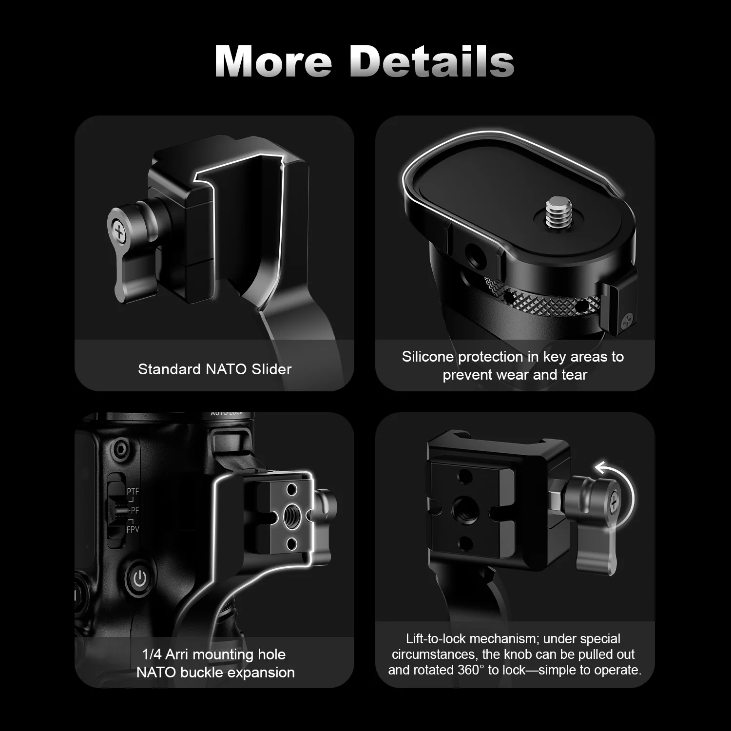 COMAN PH50 DJI RS Gimbal Reinforcement Kit for RS3 RS3 Pro RS4 RS4 Pro RS5 | Quick Lock NATO Mount Stabilizer - Image 9