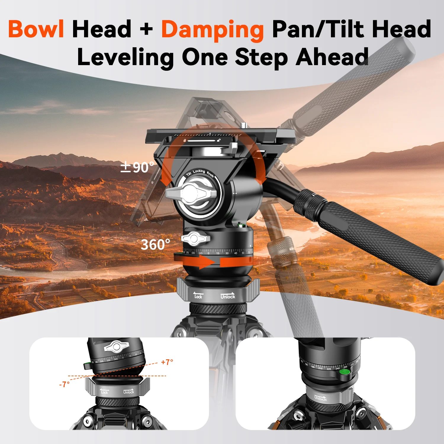 COMAN T1SV5 4-Section Carbon Fiber Snap-Open Tripod 68.9" with Fluid Bowl Head for Video & Photography - Image 10