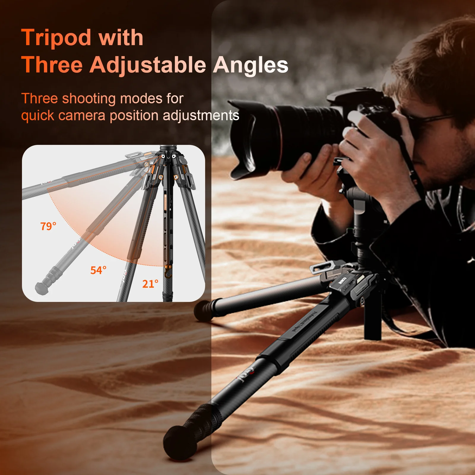 COMAN T1SV5 4-Section Carbon Fiber Snap-Open Tripod 68.9" with Fluid Bowl Head for Video & Photography - Image 18