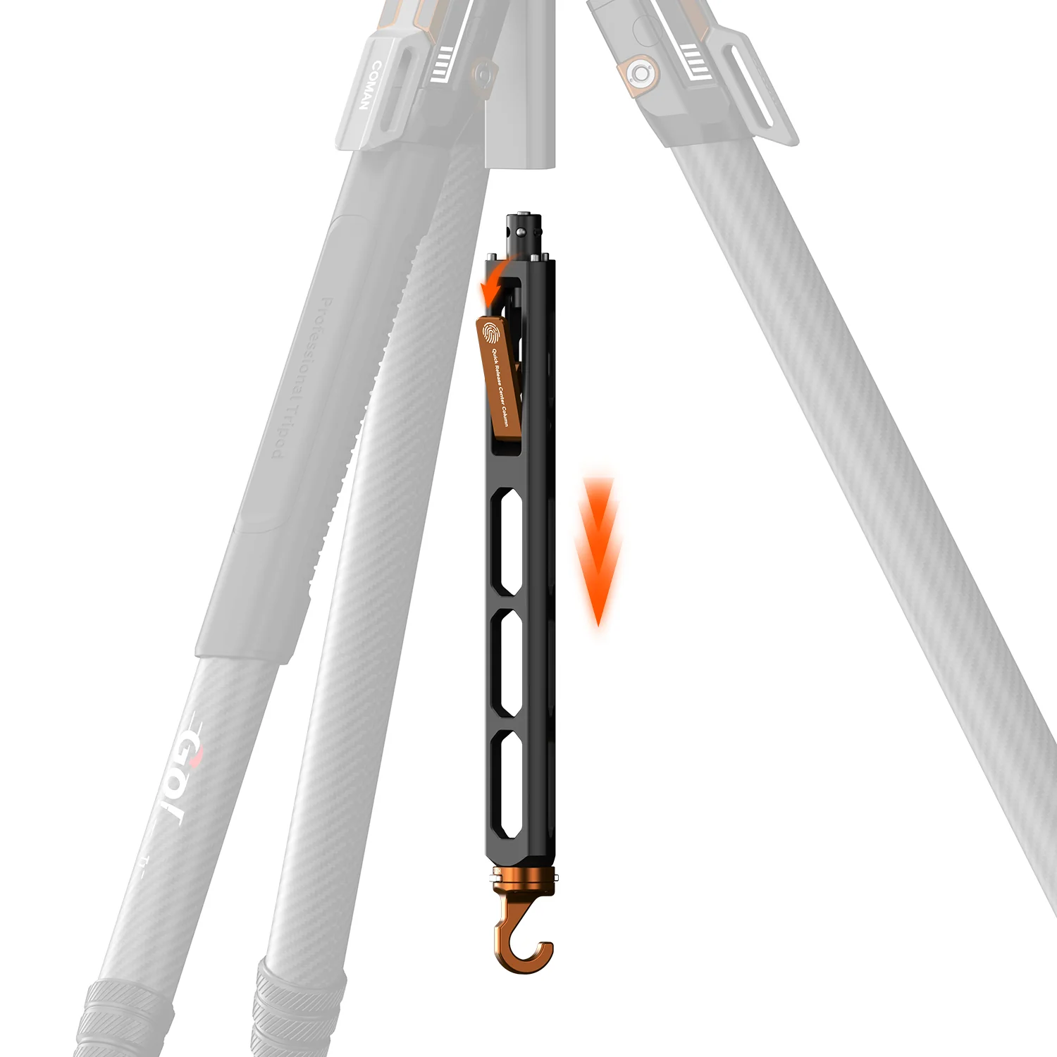 COMAN T1SV5 4-Section Carbon Fiber Snap-Open Tripod 68.9" with Fluid Bowl Head for Video & Photography - Image 6