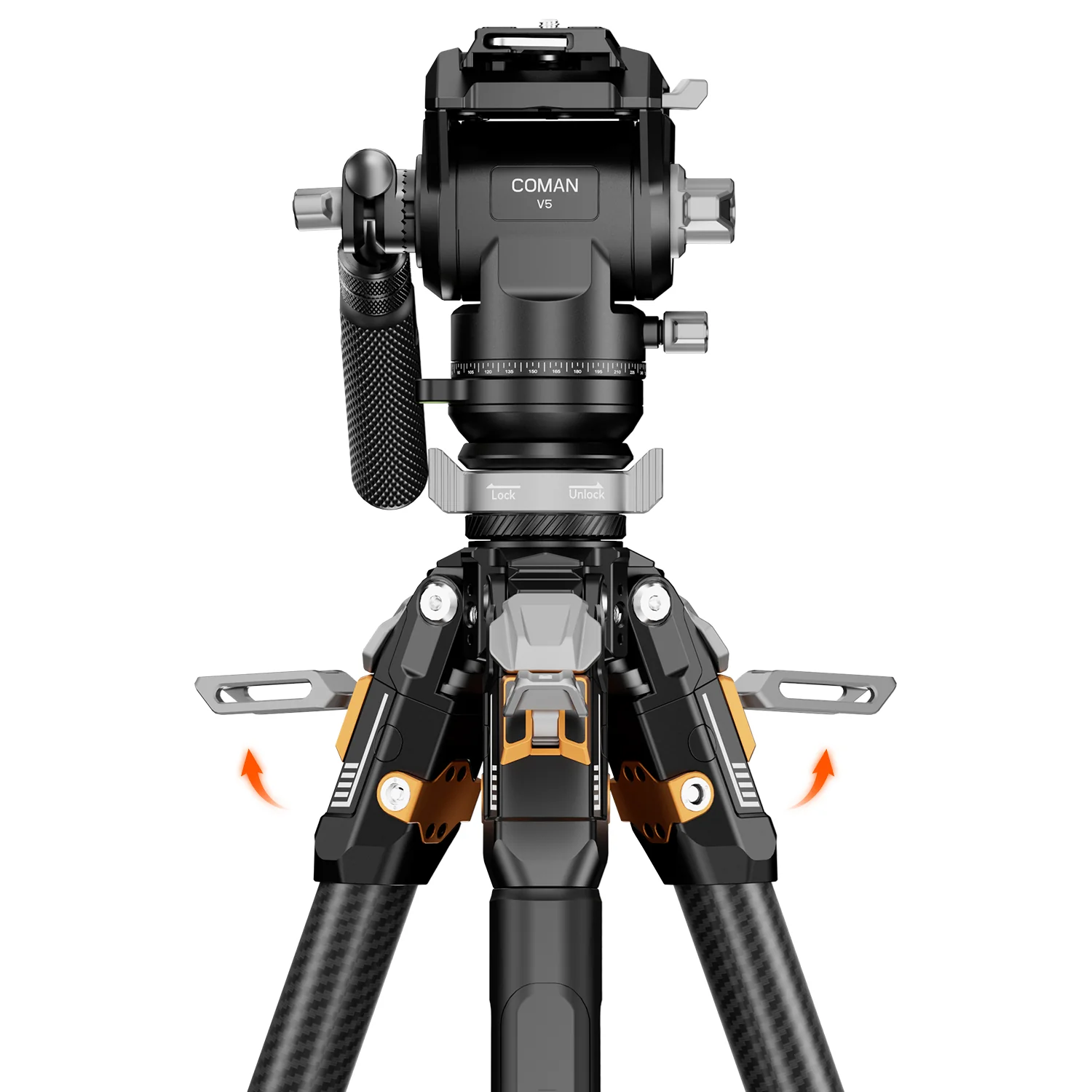 COMAN T1SV5 4-Section Carbon Fiber Snap-Open Tripod 68.9" with Fluid Bowl Head for Video & Photography - Image 8