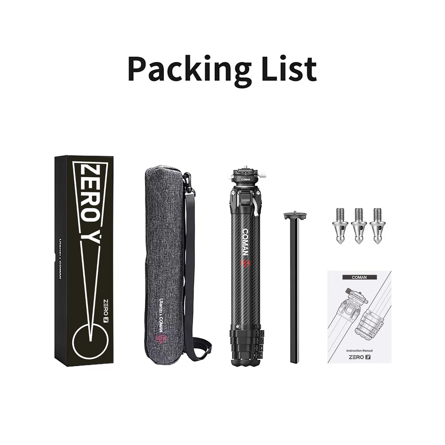 Coman Zero Y Professional Carbon Fiber Travel Tripod, 360° Ball Head, Arca Swiss for DSLR - Image 5