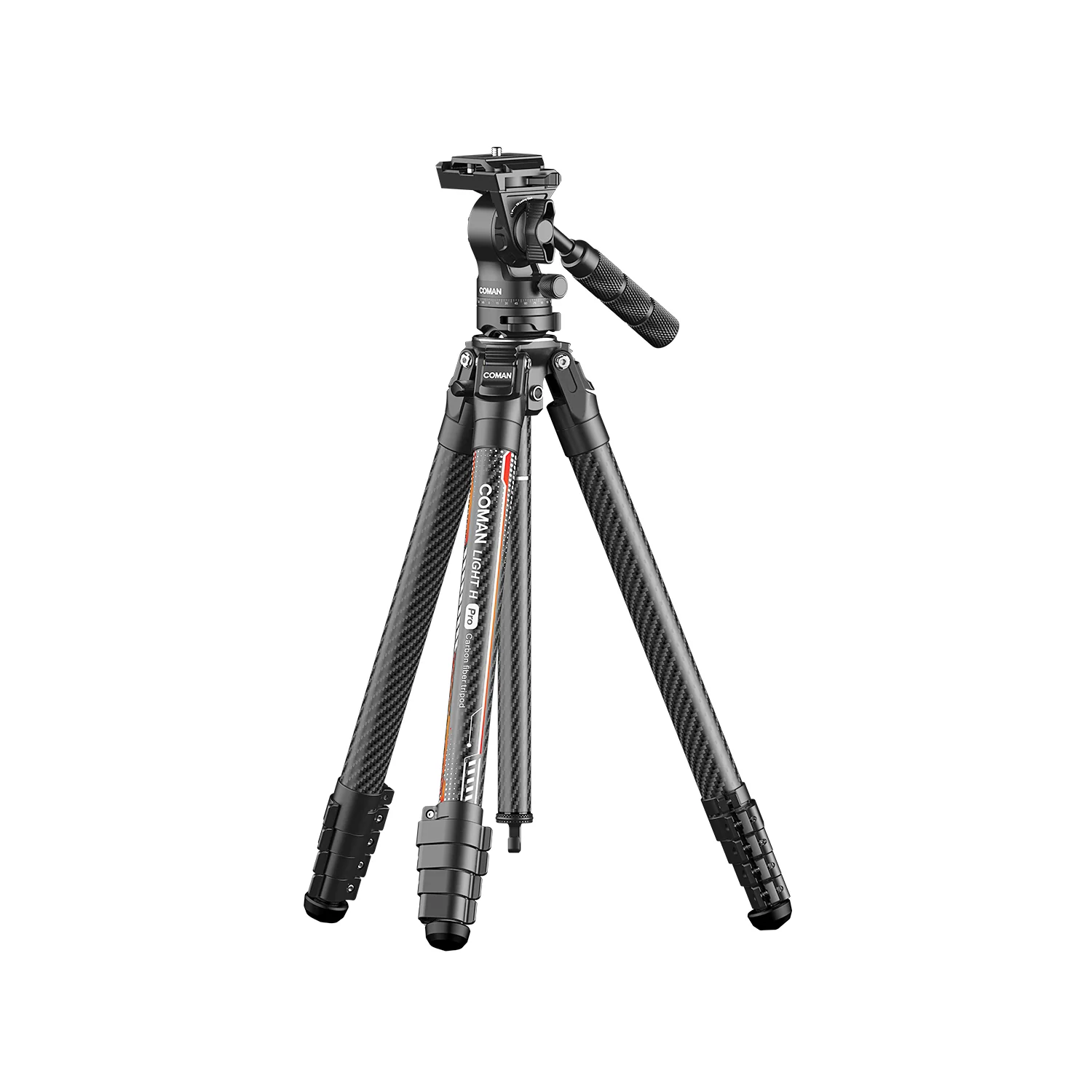 Coman Light H Pro Carbon Fiber Tripod with 1-Second Lock/Unlock & Detachable Monopod - Image 4