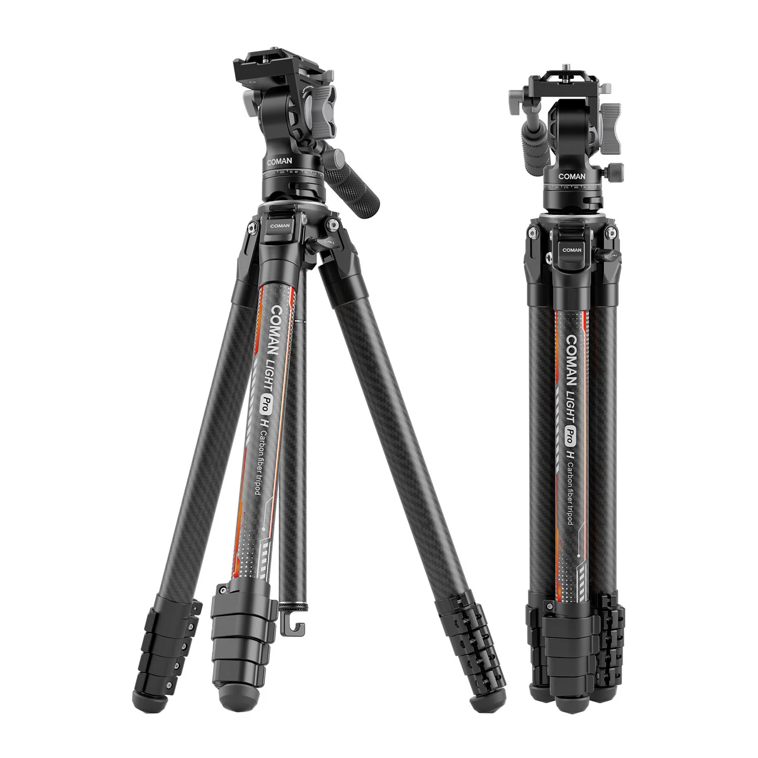 Coman Light H Pro Carbon Fiber Tripod with 1-Second Lock/Unlock & Detachable Monopod - Image 8
