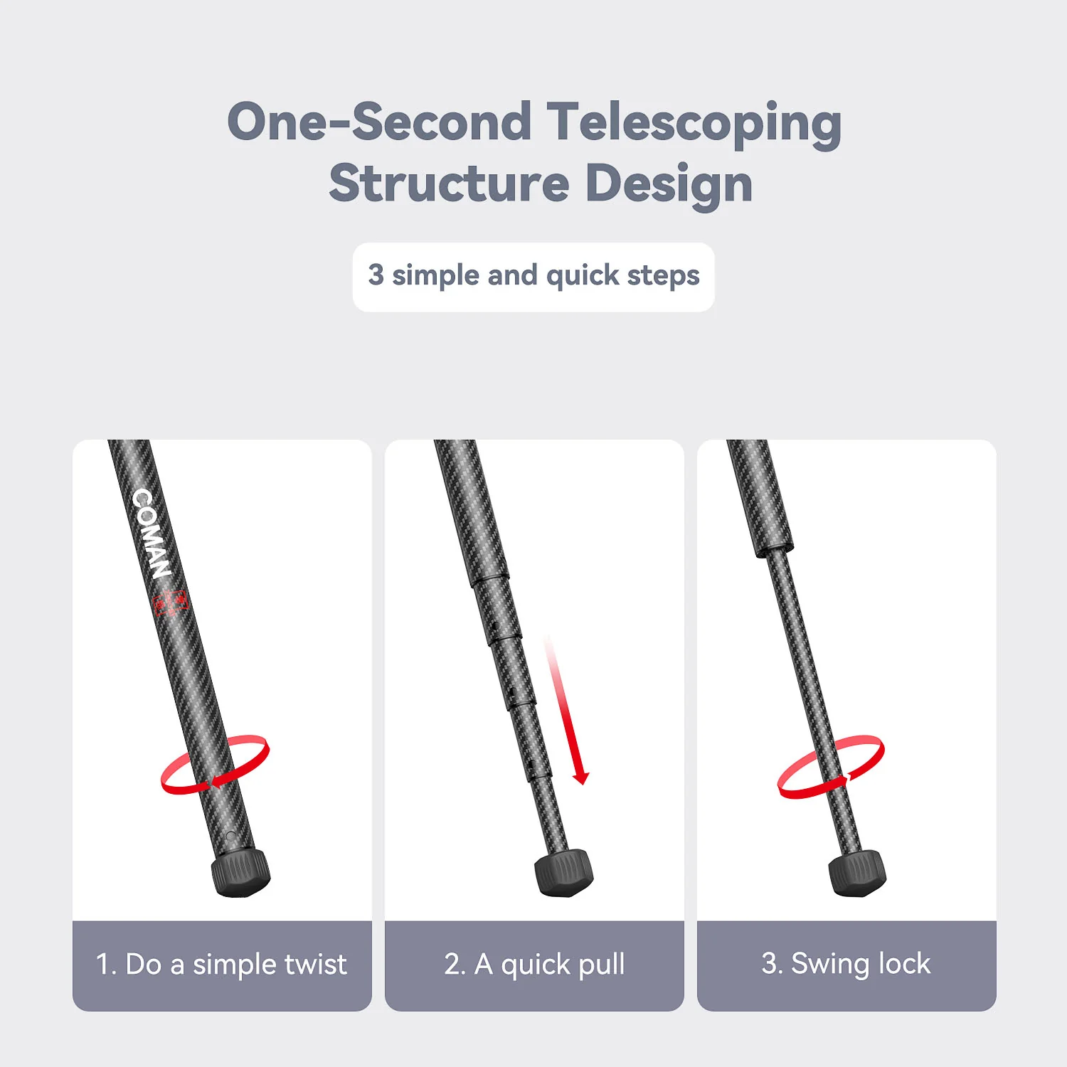 COMAN Zero X Lightweight Tripod Carbon Fiber For Travel Photography - Image 11