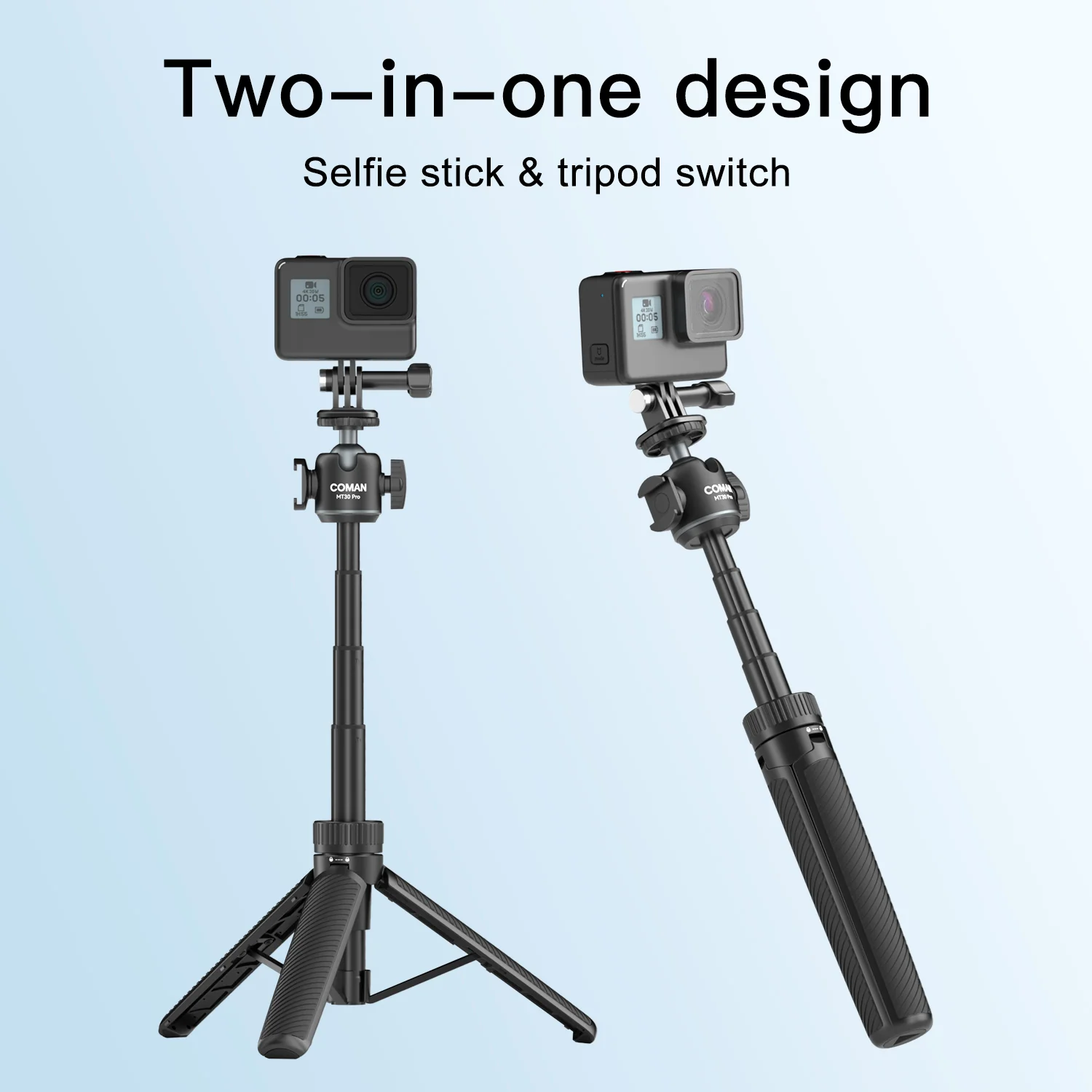COMAN MT30Pro Phone Tripod Selfie Stick Remote-Control, Black & White - Image 17
