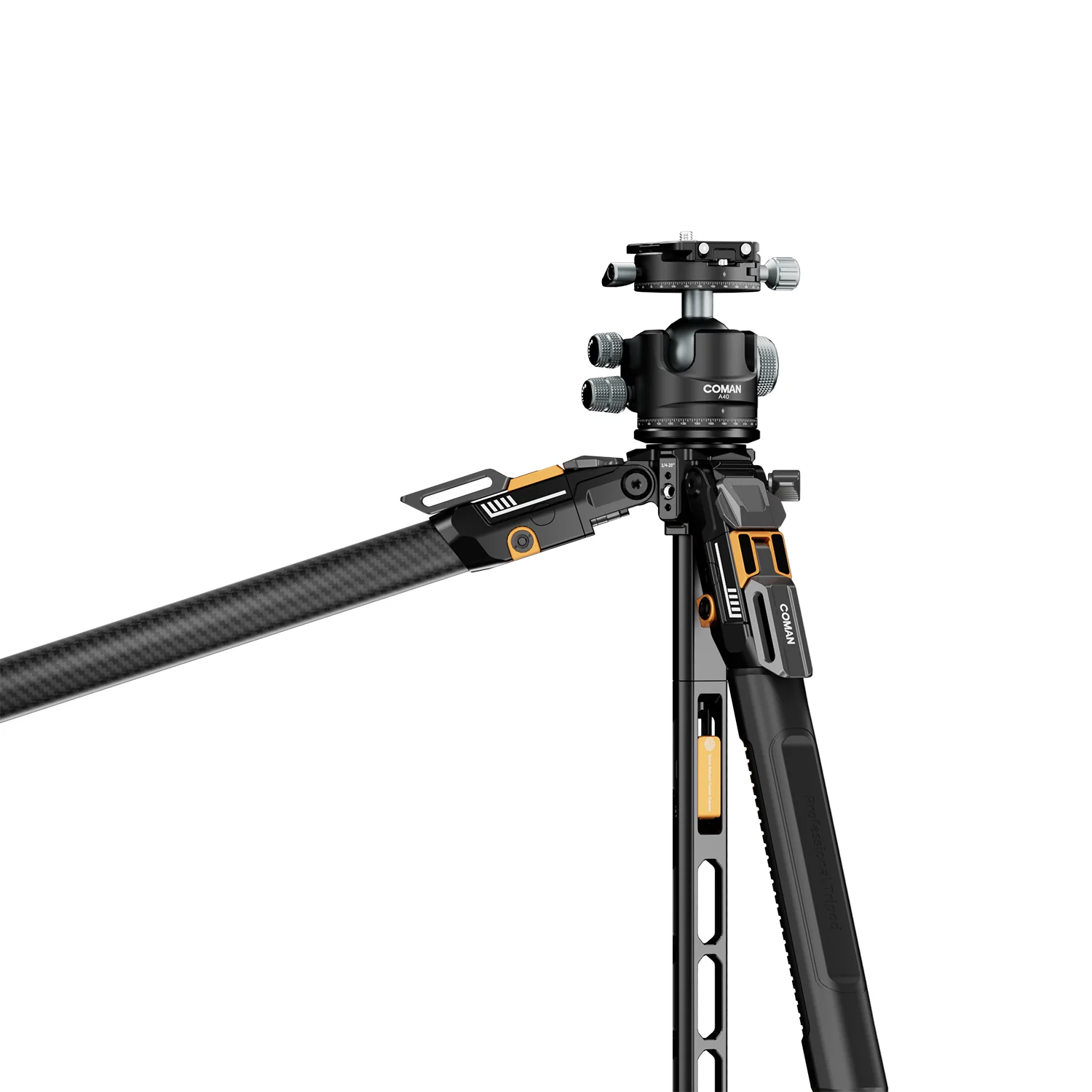 COMAN T1A40 4-Section Carbon Fiber Snap Tripod Dual Panoramic Hydraulic Ball Head 66.5in 44lb Load - Image 4